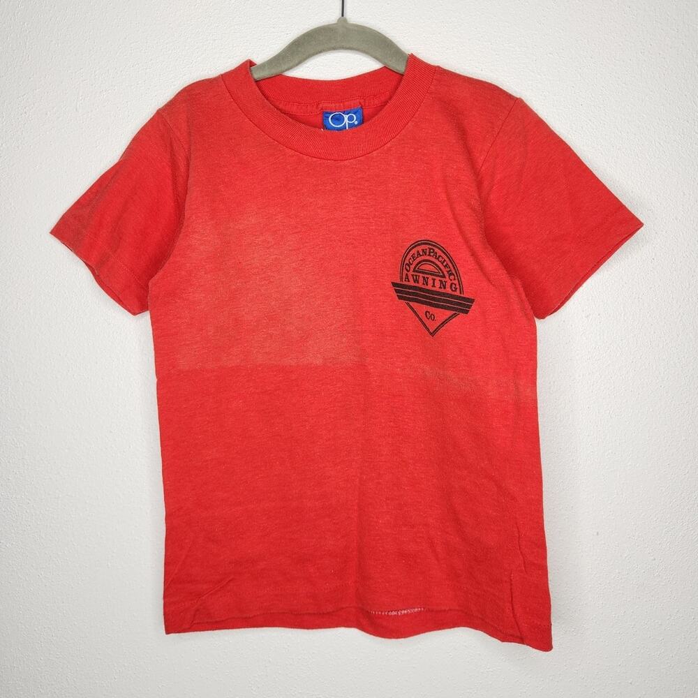 Vintage Youth Kids 80s Ocean Pacific Surf Surfing Faded Small Red Beach